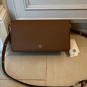 Tory Burch Brown Crossbody Wallet on Chain